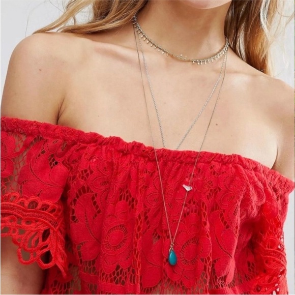 FREE PEOPLE Red Sweet Dreams Lace Crop Top - XS - Picture 4 of 16